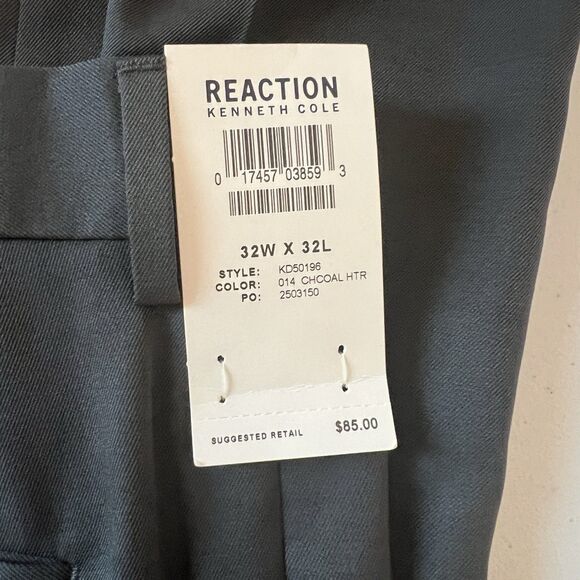 Kenneth Cole Reaction Men's 32x32 Slim Fit Techni-Cole Suit Pants Gray Stretch - Picture 4 of 9